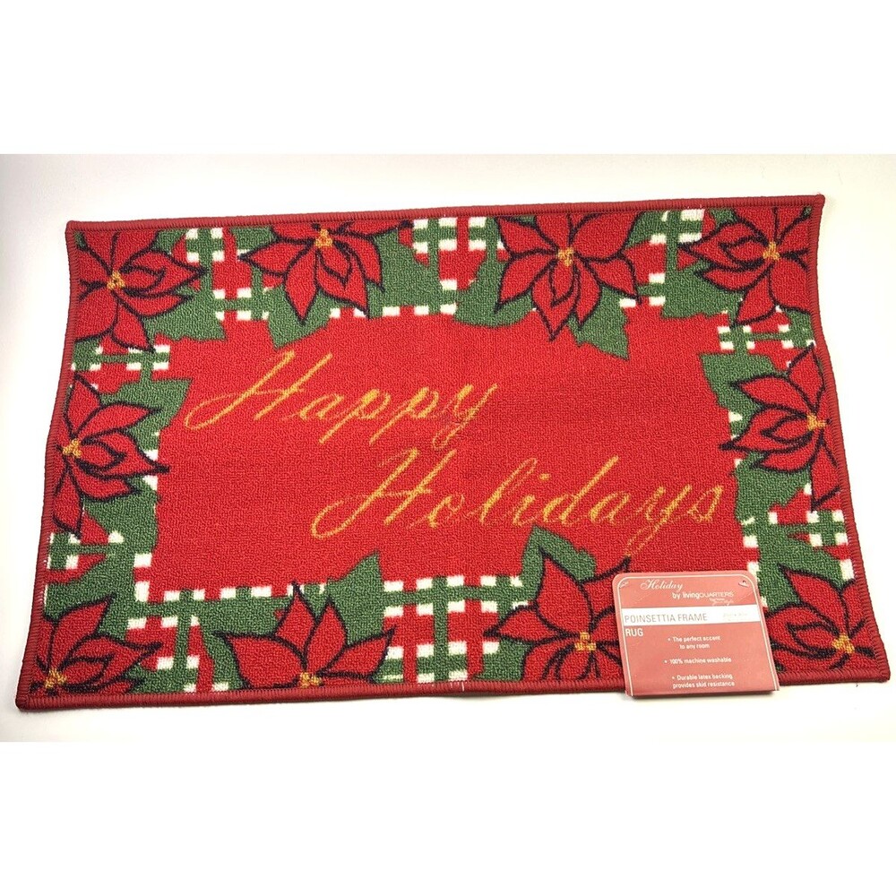Happy Holidays Accent Rug 20”x 30” Living Quarters For Your Home
